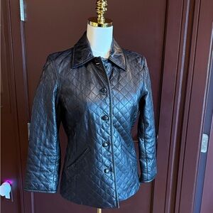 100% Leather Button Up Jacket Vintage